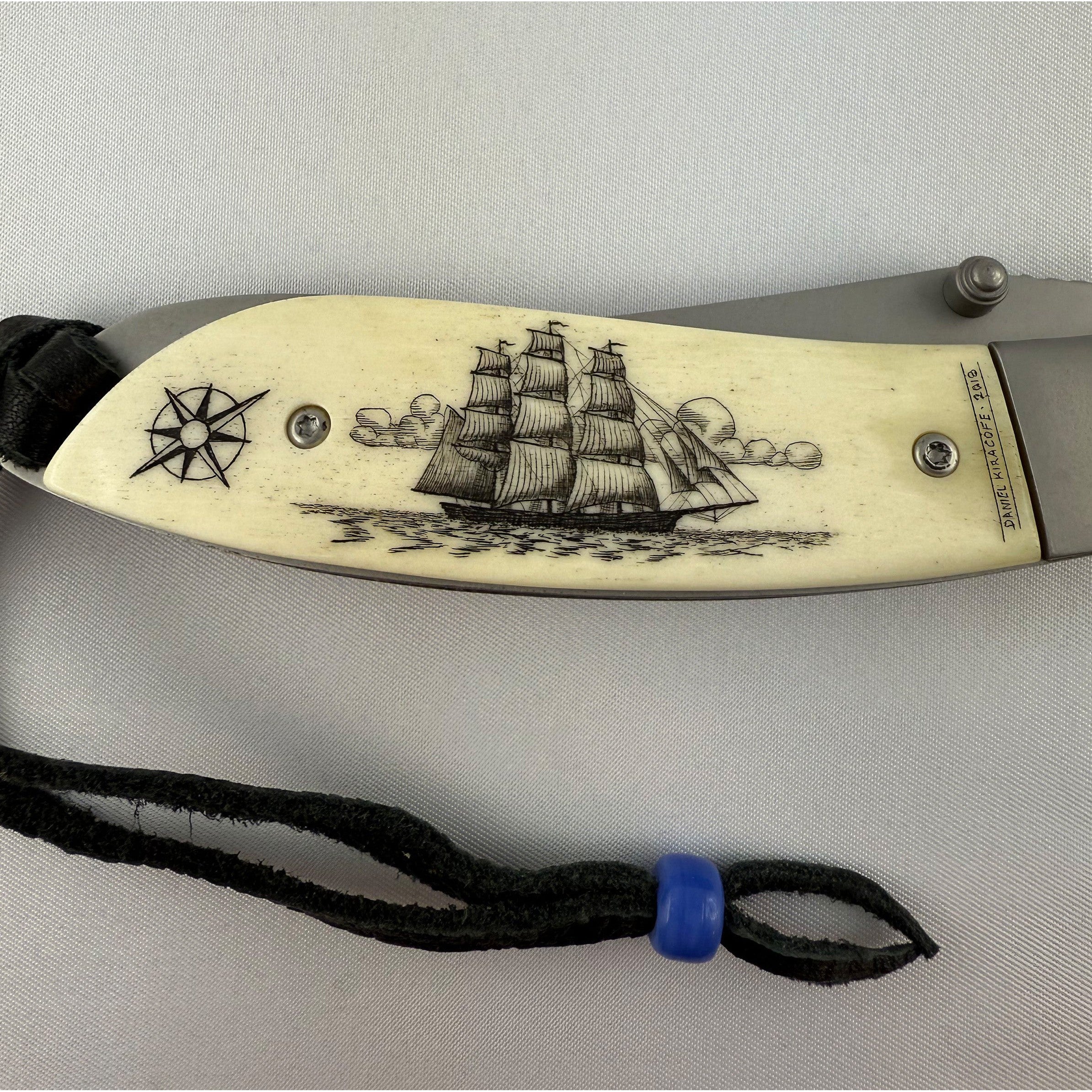 "Nautica" - Frost Cutlery Linerlock mit Scrimshaw Gravur