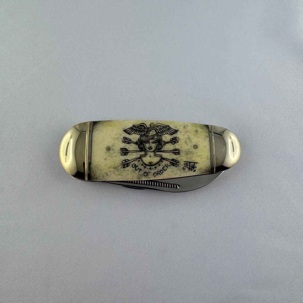 "Out of Order" - RR Elephant Toe Nail mit Scrimshaw Gravur