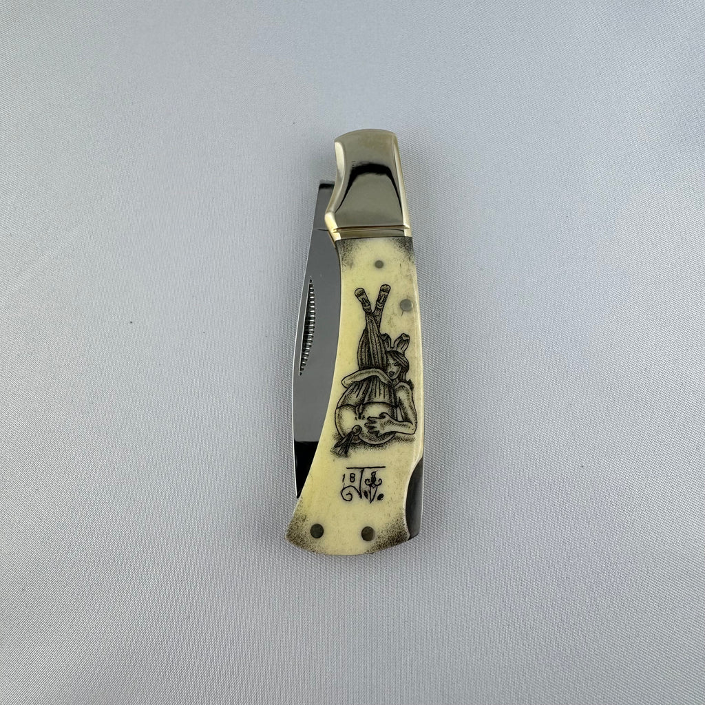 "Ass" - RR Lockback with Scrimshaw engraving