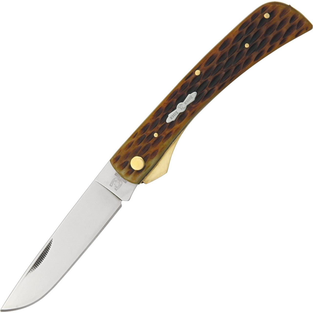 Work Knife - Amber Jigged Bone