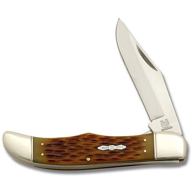 Folding Hunter - Amber Jigged Bone-Rough Ryder-OnlyKnives