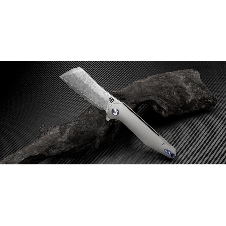Osprey GD, Gray Titanium Handle, Damascus Steel Blade-Artisan Cutlery-OnlyKnives