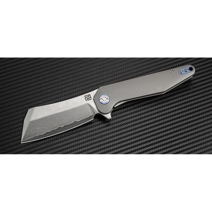 Osprey GD, Gray Titanium Handle, Damascus Steel Blade-Artisan Cutlery-OnlyKnives