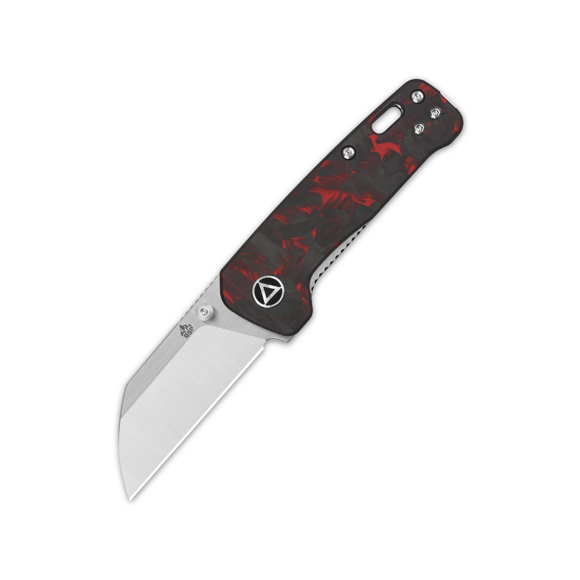 Penguin Mini - Red shredded CF overlay-QSP-OnlyKnives