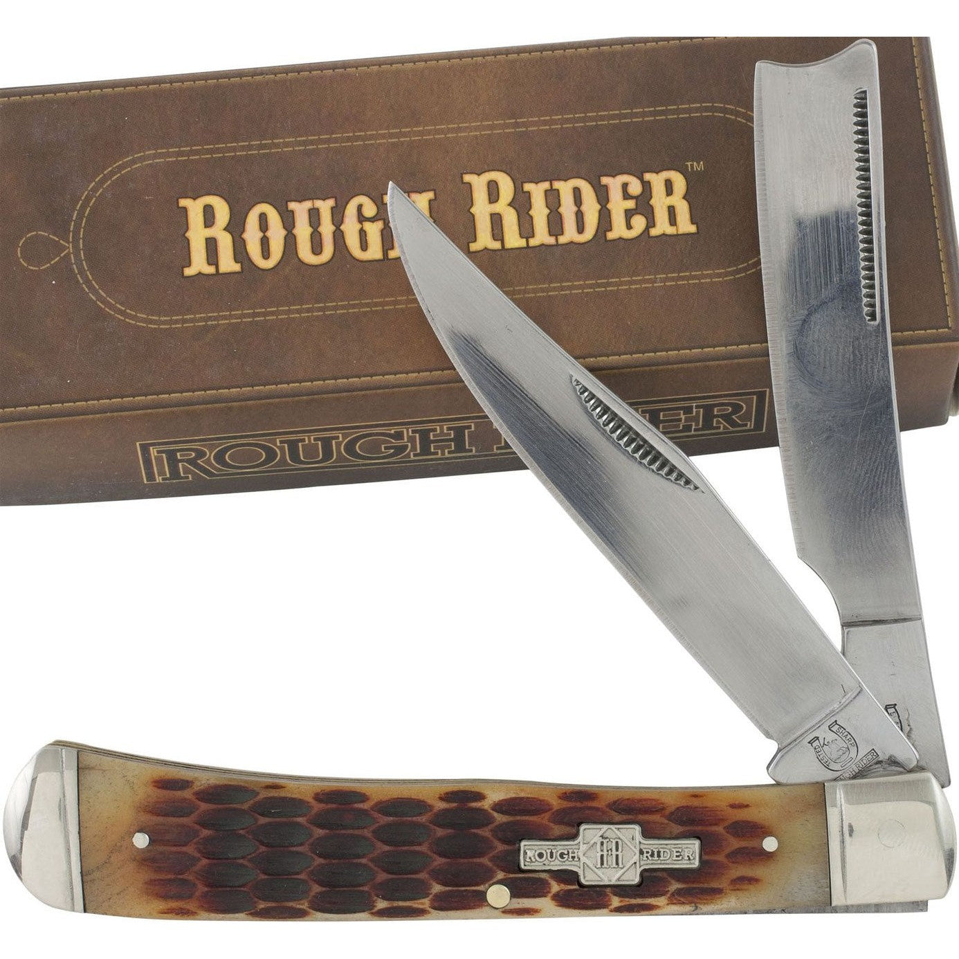 Razor Trapper - Amber Bone-Rough Ryder-OnlyKnives