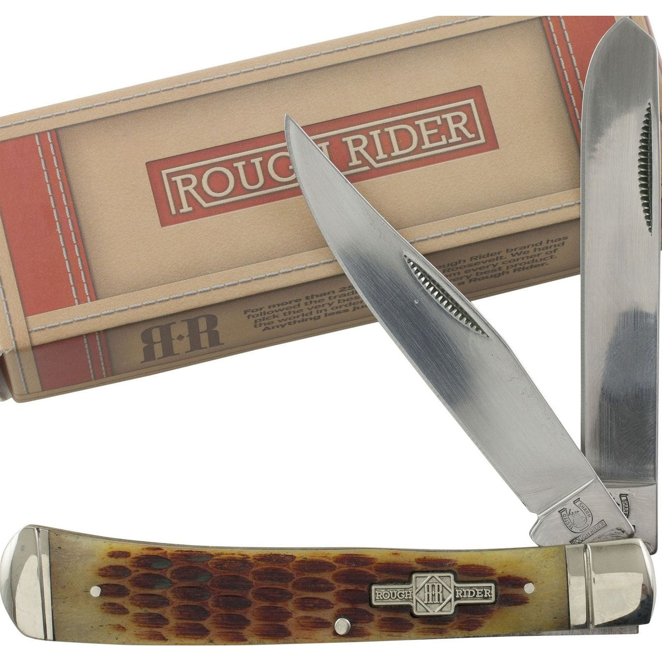 Trapper - Amber jigged bone-Rough Ryder-OnlyKnives